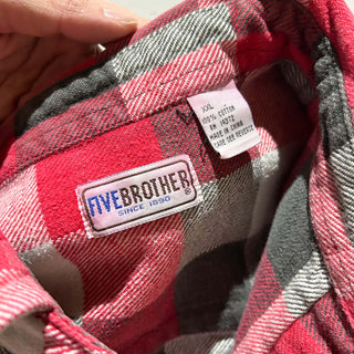 80's FIVE BROTHER ブロック チェック L/S ネルシャツ(レッド×ブラック×ホワイト)