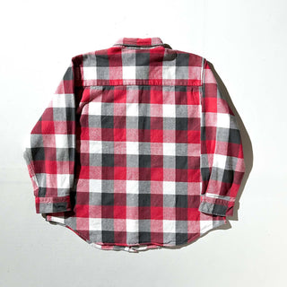 80's FIVE BROTHER ブロック チェック L/S ネルシャツ(レッド×ブラック×ホワイト)