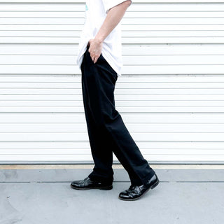 90's "Dominican Republic" DOCKERS khakis ブラック リネン×コットン 2タック パンツ