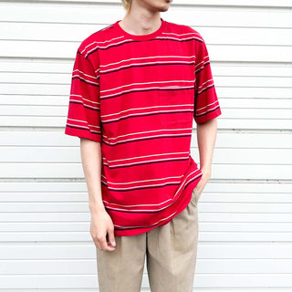 00's Puritan マルチボーダー Tシャツ(レッド)
