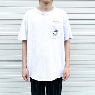 90's "made in USA" anvil 耳付き ポケット サメ 両面プリント Tシャツ