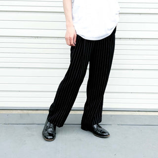 00's CUBAVERA ブラック ストライプ 2タック スラックス