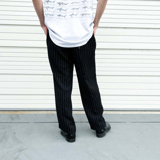 00's CUBAVERA ブラック ストライプ 2タック スラックス