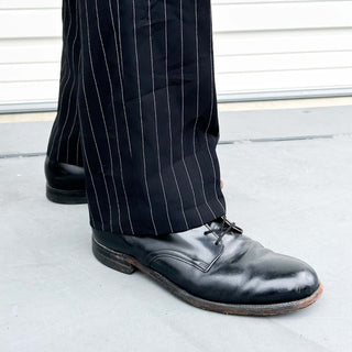 00's CUBAVERA ブラック ストライプ 2タック スラックス