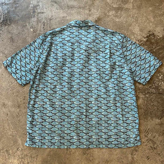 00's L.L.Bean コットン 魚柄 オープンカラー S/S シャツ