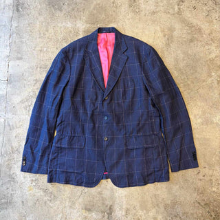 90's～ "MADE IN Italy" Tommy Hilfiger チェック リネン テーラード ジャケット