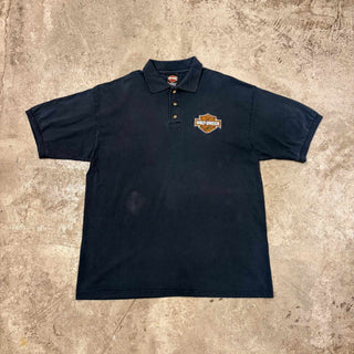 90's "made in USA" Harley Davidson コットン 両面プリント ポロシャツ