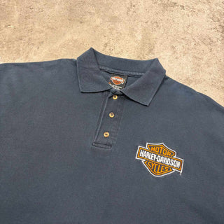 90's "made in USA" Harley Davidson コットン 両面プリント ポロシャツ