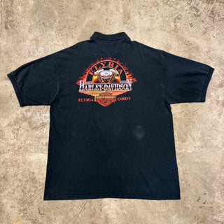 90's "made in USA" Harley Davidson コットン 両面プリント ポロシャツ