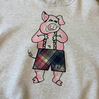 90's～ "made in USA" ピッグ アニマル プリント スウェット シャツ