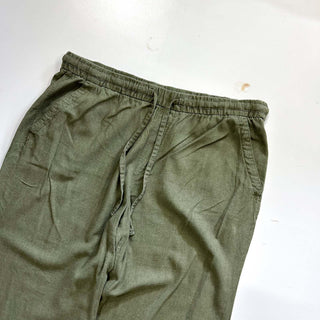 OLD NAVY リネン×レーヨン ドローコード イージー パンツ (オリーブ)