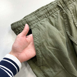 OLD NAVY リネン×レーヨン ドローコード イージー パンツ (オリーブ)