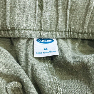 OLD NAVY リネン×レーヨン ドローコード イージー パンツ (オリーブ)