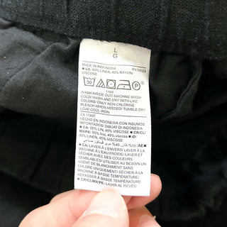 OLD NAVY リネン×レーヨン ドローコード イージー パンツ (ブラック)