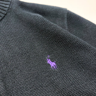 OLD Ralph Lauren ハーフジップ コットン ニットセーター(ブラック)