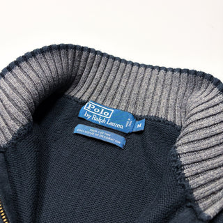OLD Ralph Lauren ハーフジップ コットン ニットセーター(ブラック)