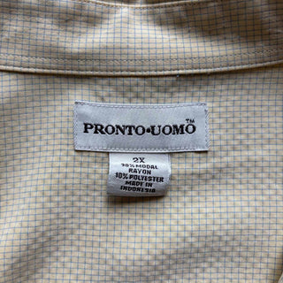 PRONT-UOMO レーヨン 格子柄 S/S シャツ