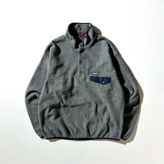 Patagonia グレー×ダークネイビー スナップT フリース プルオーバー ジャケット