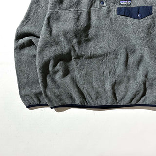 Patagonia グレー×ダークネイビー スナップT フリース プルオーバー ジャケット