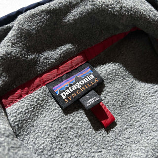Patagonia グレー×ダークネイビー スナップT フリース プルオーバー ジャケット