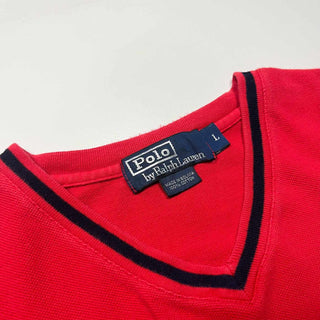 90's Ralph Lauren リブライン Vネック 鹿の子地 Tシャツ