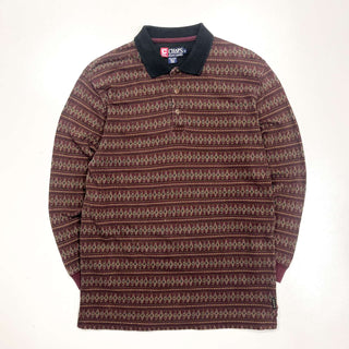 90's～ CHAPS 総柄 ボーダー L/S ポロシャツ