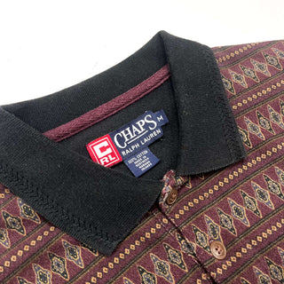 90's～ CHAPS 総柄 ボーダー L/S ポロシャツ