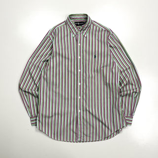 Ralph Lauren "classic fit" B.D. マルチカラー ストライプ L/Sシャツ