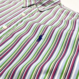 Ralph Lauren "classic fit" B.D. マルチカラー ストライプ L/Sシャツ