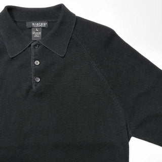 90's "made in AUSTRALIA" SLATES ラグラン ニット L/Sポロシャツ (ブラック)