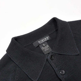90's "made in AUSTRALIA" SLATES ラグラン ニット L/Sポロシャツ (ブラック)