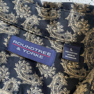 00's ROUNDTREE&YORKE ボタンダウン ペイズリー柄 L/S シャツ