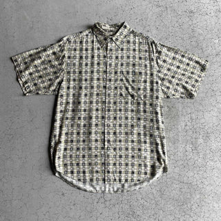 90's〜 ROUNDTREE&YORKE レーヨン 総柄 S/S シャツ