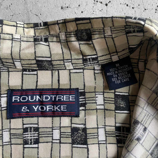90's〜 ROUNDTREE&YORKE レーヨン 総柄 S/S シャツ
