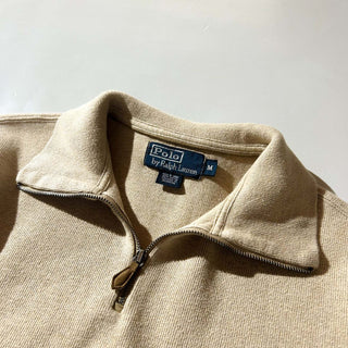 Ralph Lauren ハーフジップ コットンニット セーター(ベージュ)