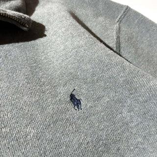 Ralph Lauren ハーフジップ コットンニット セーター(セージグレー)