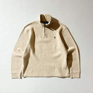 Ralph Lauren ハーフジップ コットンニット セーター(ベージュ)
