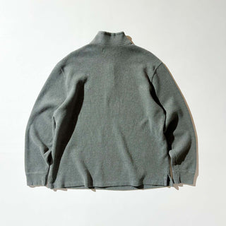 Ralph Lauren ハーフジップ コットンニット セーター(セージグレー)