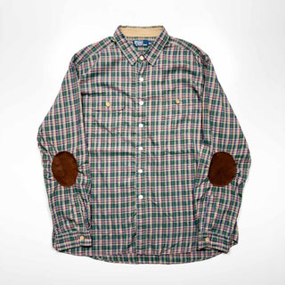 Ralph Lauren ガチャポケ エルボーパッチ チェック L/Sシャツ