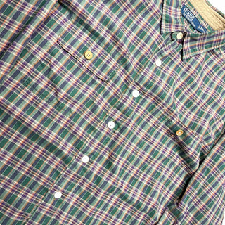 Ralph Lauren ガチャポケ エルボーパッチ チェック L/Sシャツ