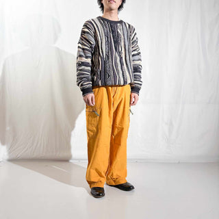 90's～00's OLD NAVY ナイロン×コットン ギミック ワイド カーゴ パンツ