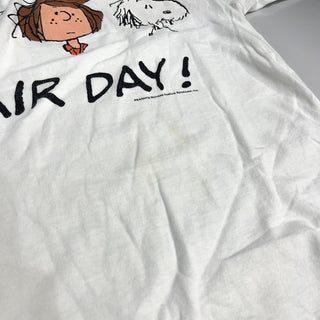 90's "made in USA" changes "BAD HAIR DAY !" peanuts キャラクター 両面プリント Tシャツ