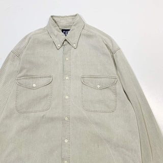 90's OLD GAP コットン L/S シャツ(ベージュ)
