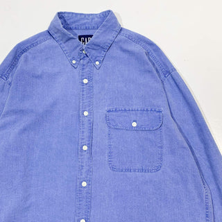 90's OLD GAP コットン L/S シャツ(ブルー)