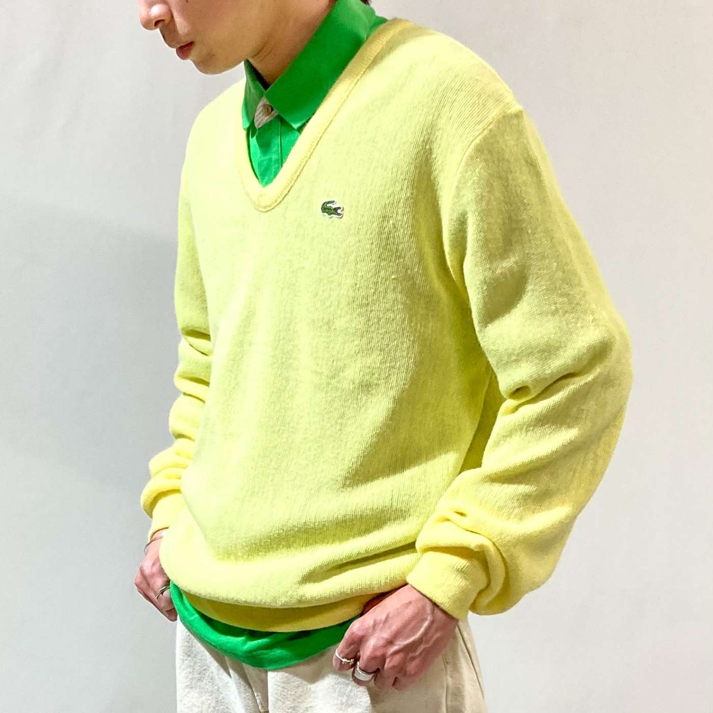 70's IZOD LACOSTE Vネックニットセーター