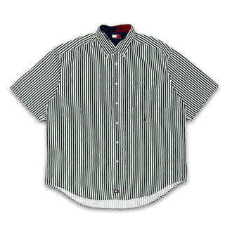 90's TOMMY HILFIGER S/S ボタンダウン ストライプシャツ