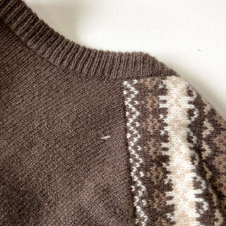 古着 90's Jos.A.BANK 総柄 バーズアイ ボーダー ウール ニットベスト