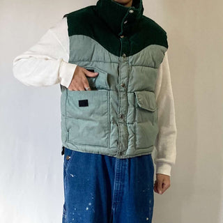 古着 70's～ Black Sheep "made in USA" アメリカ製 コーデュロイ切替 ハイネック 中綿ベスト