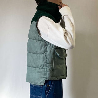 古着 70's～ Black Sheep "made in USA" アメリカ製 コーデュロイ切替 ハイネック 中綿ベスト