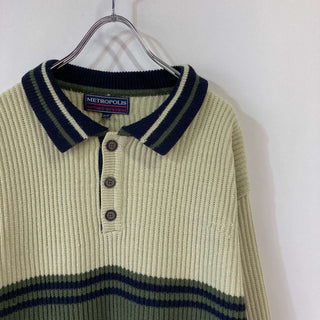 METROPOLIS ハーフボタン デザインアクリルニット